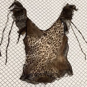 vintage guess jeans cheetah print tank